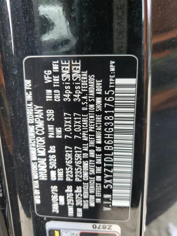 2017 Hyundai Santa Fe Sport VIN: 5XYZTDLB6HG381765 Lot: 70482475