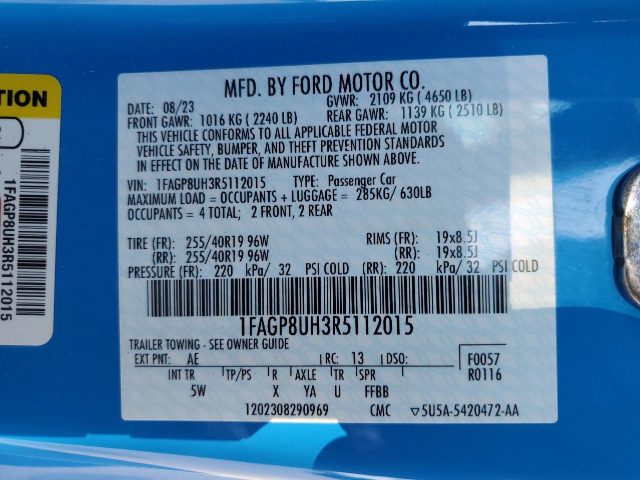 2024 Ford Mustang VIN: 1FAGP8UH3R5112015 Lot: 68324195