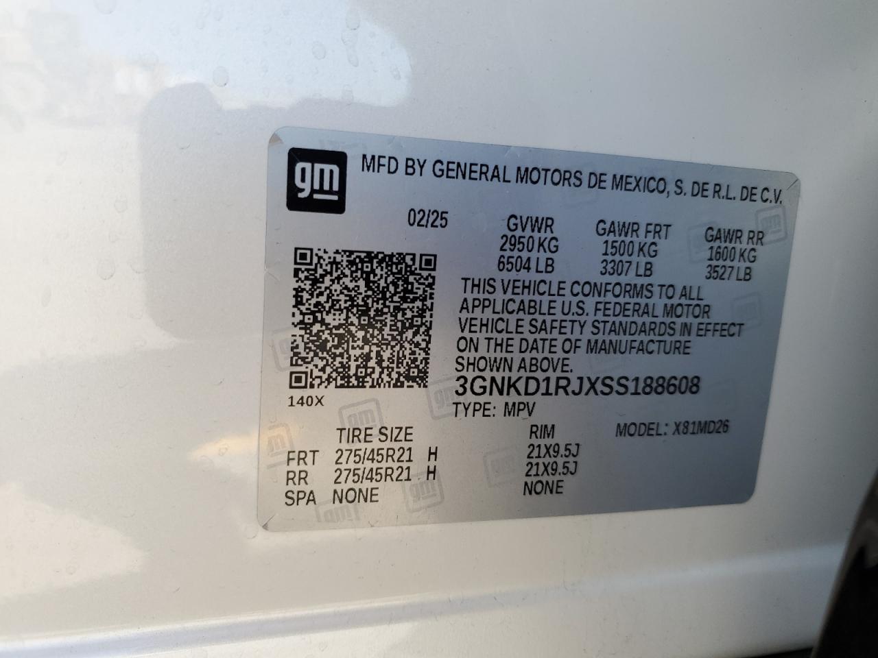 2025 Chevrolet Blazer Rs VIN: 3GNKD1RJXSS188608 Lot: 69667055