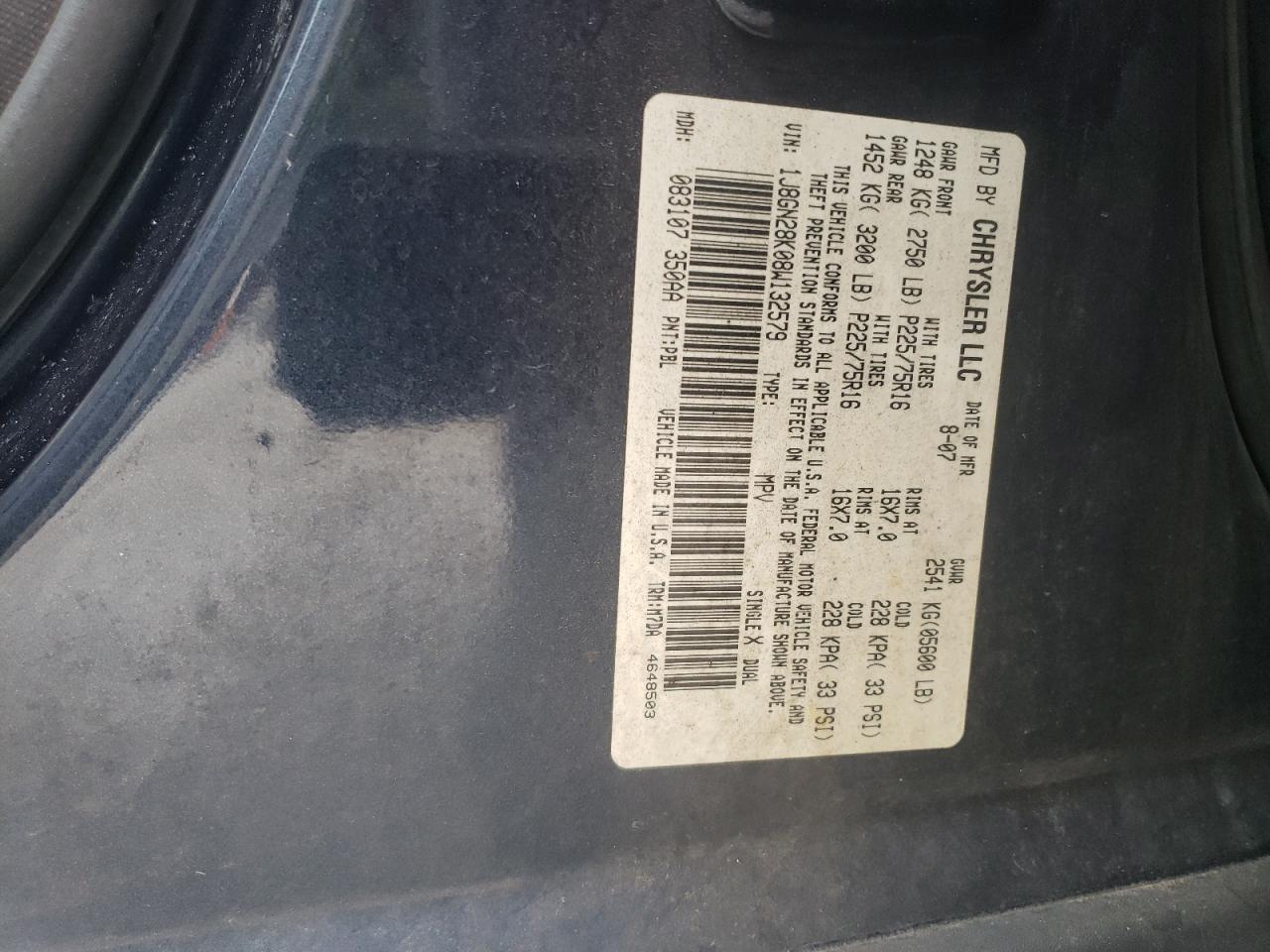 2008 Jeep Liberty Sport VIN: 1J8GN28K08W132579 Lot: 70129595