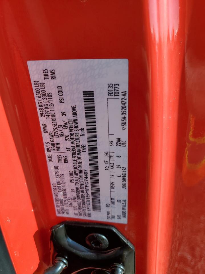 2015 Ford F150 Super Cab VIN: 1FTEX1EP1FFC74407 Lot: 70022735