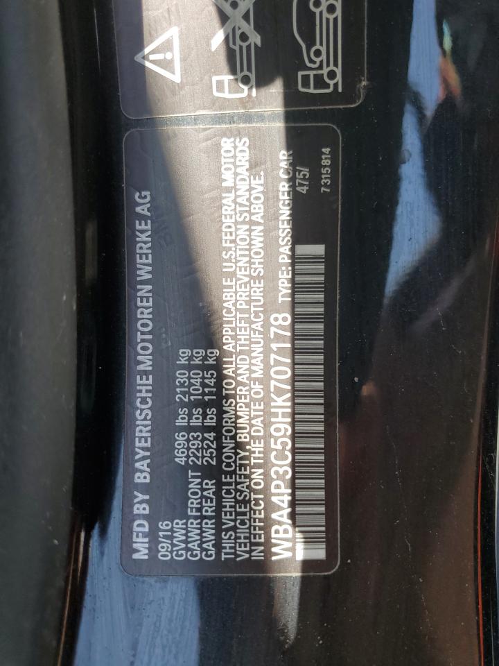 2017 BMW 440Xi VIN: WBA4P3C59HK707178 Lot: 68968565