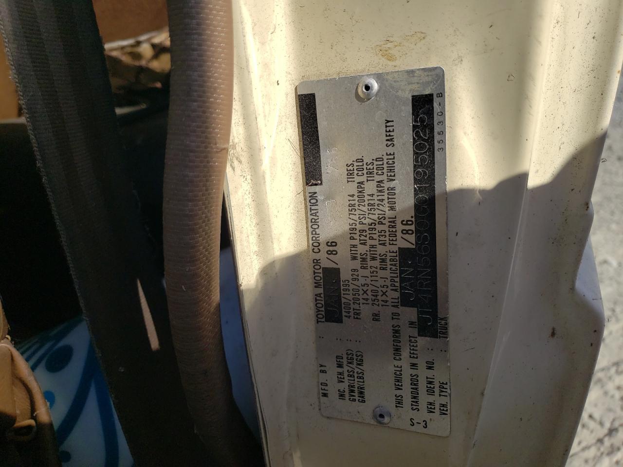 1986 Toyota Pickup Xtracab Rn56 Sr5 VIN: JT4RN56S0G0195025 Lot: 69580845