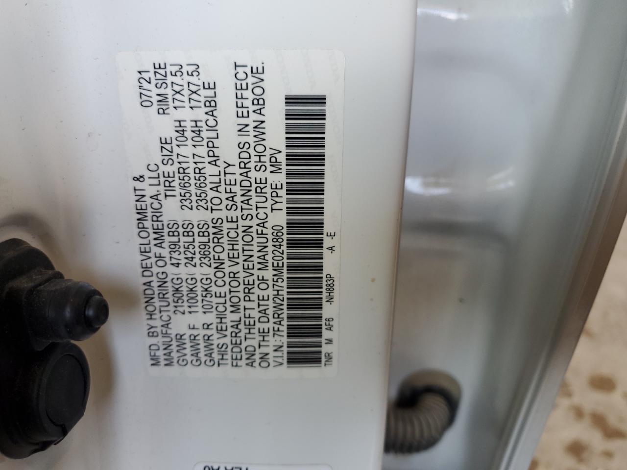 2021 Honda Cr-V Se VIN: 7FARW2H75ME024860 Lot: 67927845