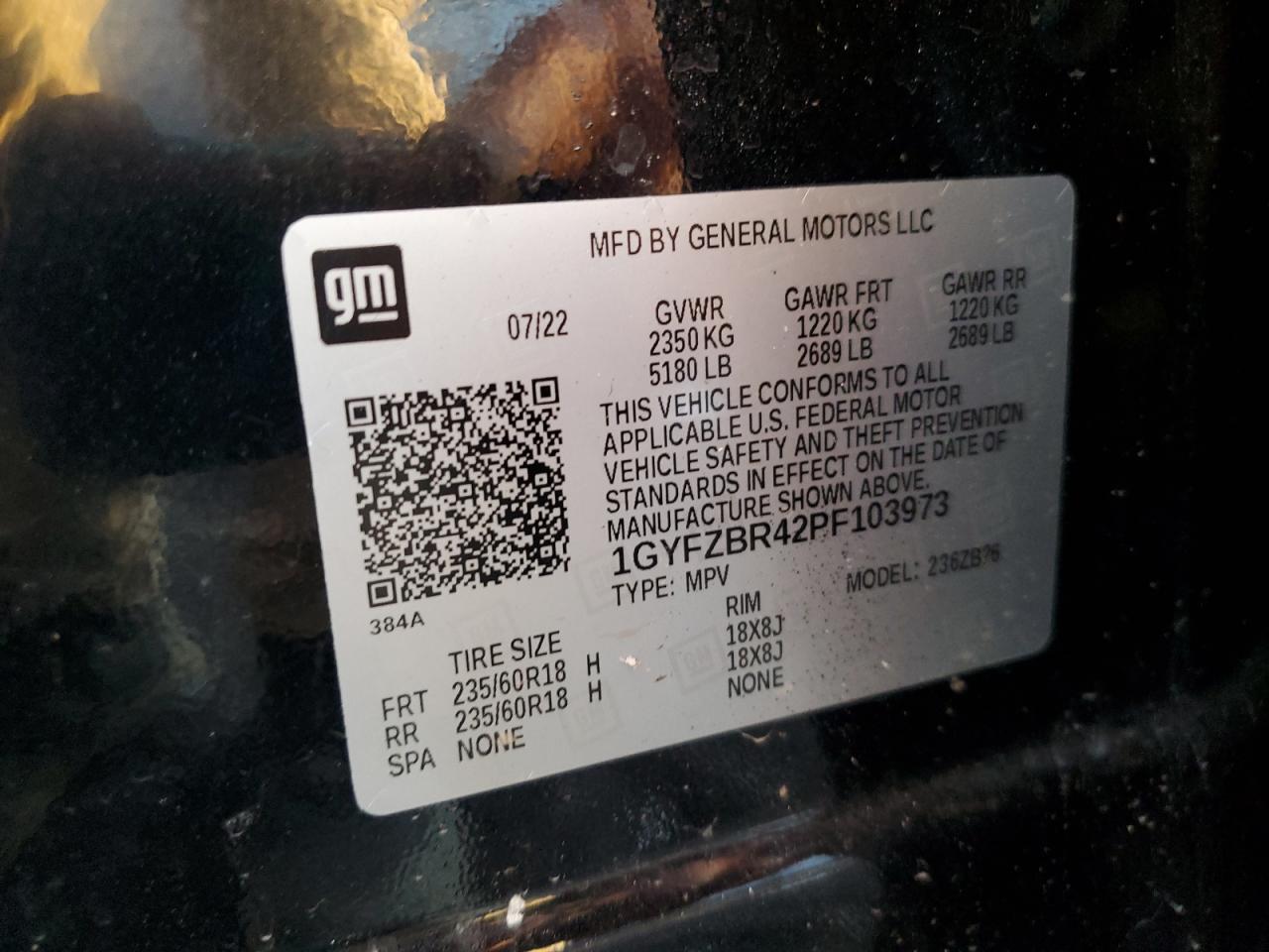 2023 Cadillac Xt4 Luxury VIN: 1GYFZBR42PF103973 Lot: 69769195