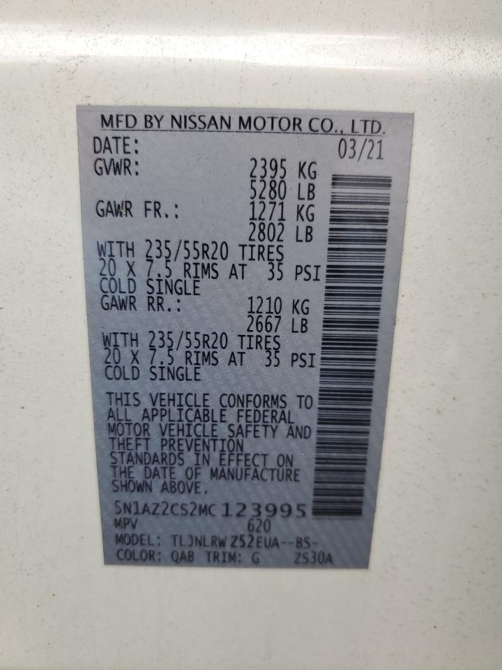 2021 Nissan Murano Sl VIN: 5N1AZ2CS2MC123995 Lot: 70037845