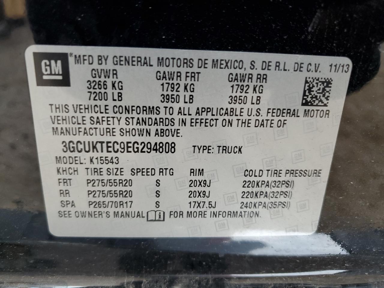 2014 Chevrolet Silverado K1500 High Country VIN: 3GCUKTEC9EG294808 Lot: 69481955