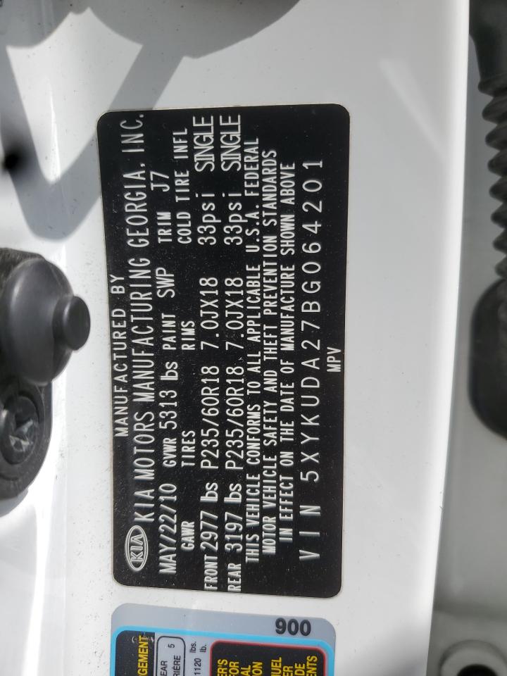 2011 Kia Sorento Ex VIN: 5XYKUDA27BG064201 Lot: 70150185