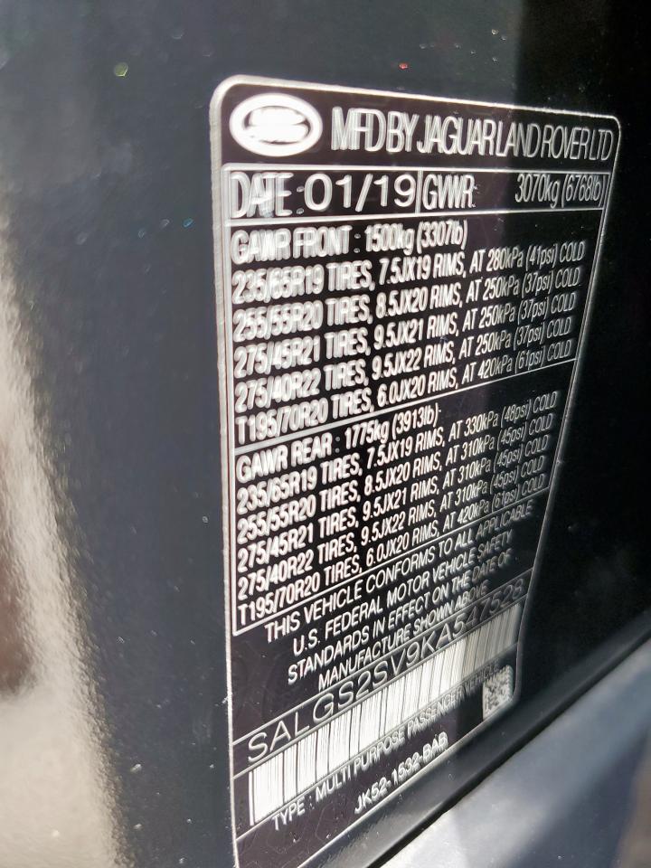 SALGS2SV9KA547528 2019 Land Rover Range Rover Hse