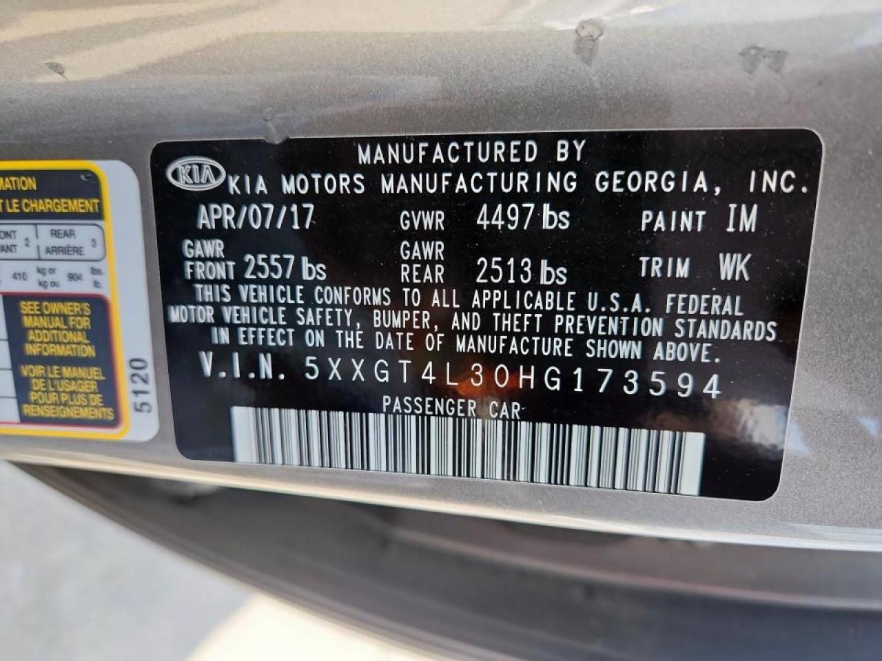 2017 Kia Optima Lx VIN: 5XXGT4L30HG173594 Lot: 68846975