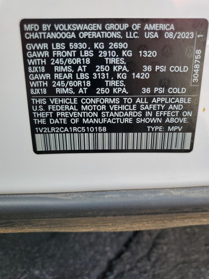 2024 Volkswagen Atlas Se VIN: 1V2LR2CA1RC510158 Lot: 84468335