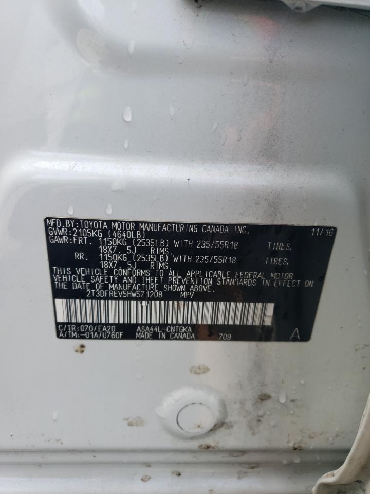 2017 Toyota Rav4 Limited VIN: 2T3DFREV5HW571208 Lot: 69939645