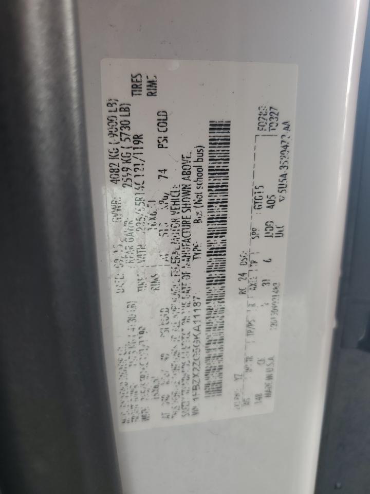 2016 Ford Transit T-350 VIN: 1FBZX2ZG5GKA11187 Lot: 70657805