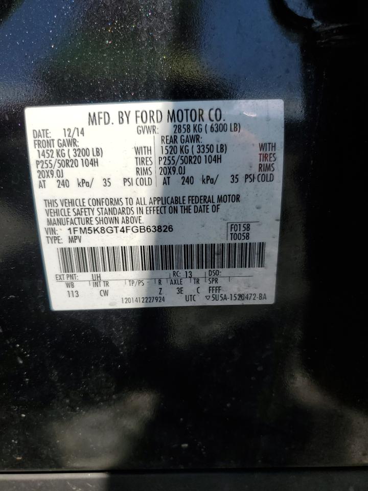 2015 Ford Explorer Sport VIN: 1FM5K8GT4FGB63826 Lot: 67590935