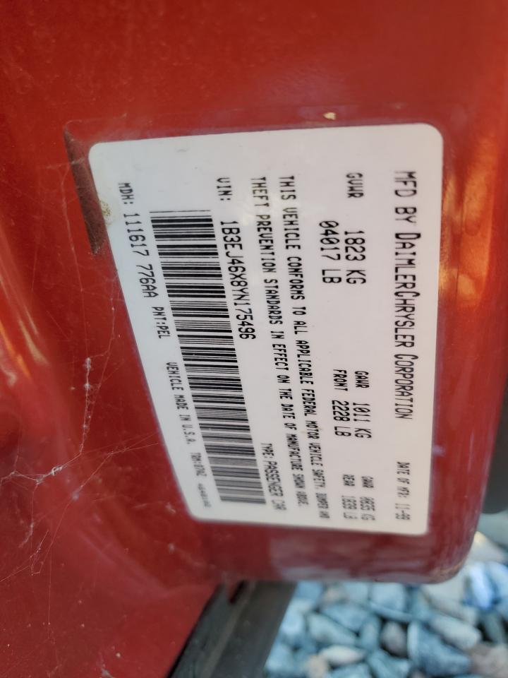 2000 Dodge Stratus Se VIN: 1B3EJ46X8YN175496 Lot: 70048685