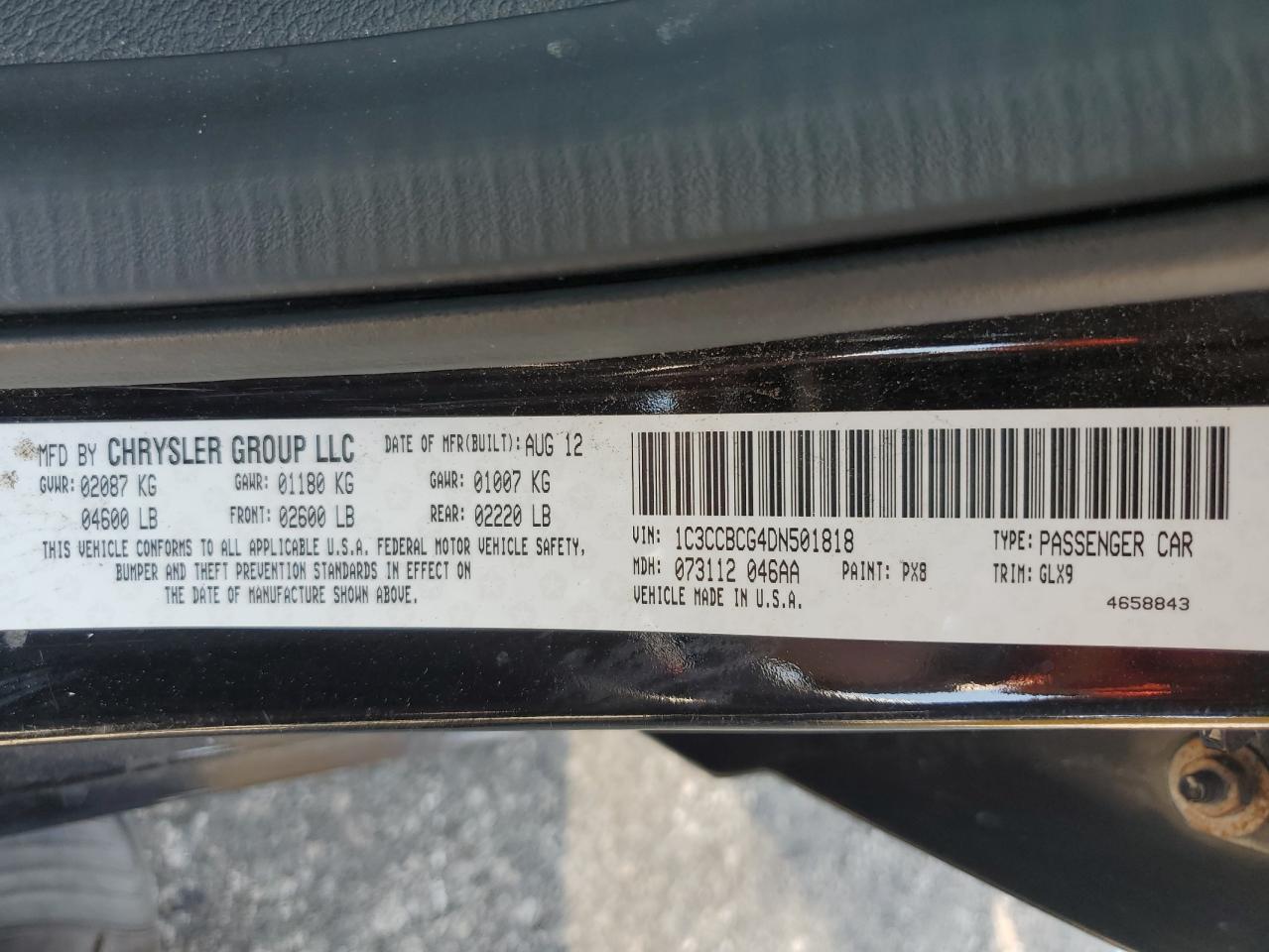 2013 Chrysler 200 Limited VIN: 1C3CCBCG4DN501818 Lot: 70954455