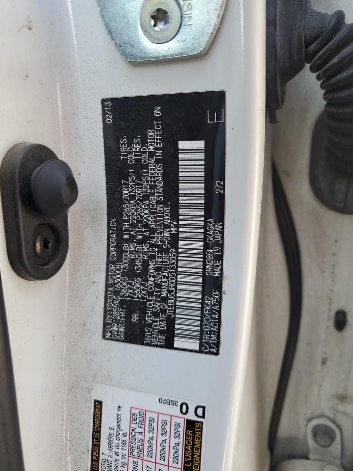 2013 Toyota 4Runner Sr5 VIN: JTEBU5JR0D5133059 Lot: 68715125