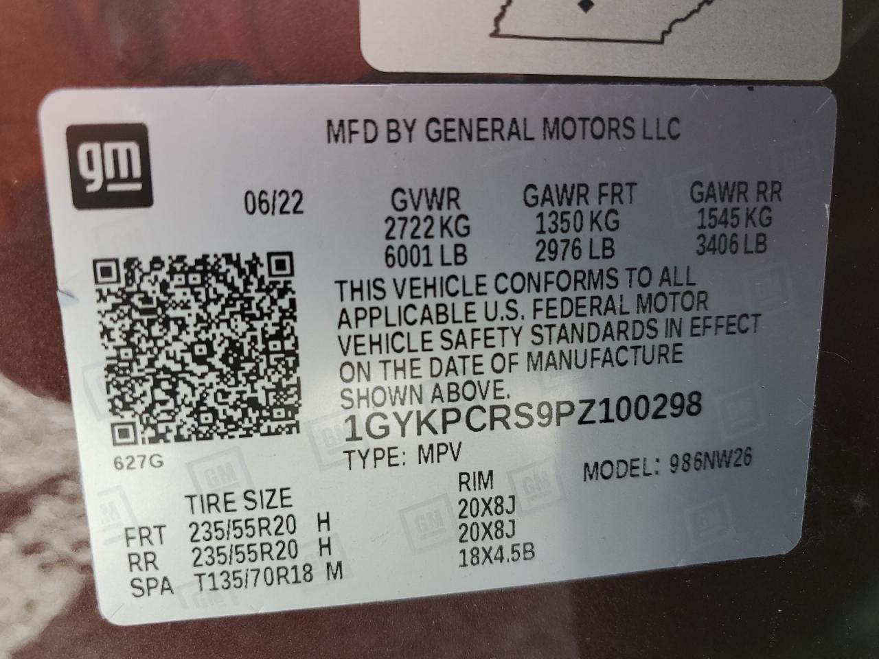 2023 Cadillac Xt6 Premium Luxury VIN: 1GYKPCRS9PZ100298 Lot: 68000065