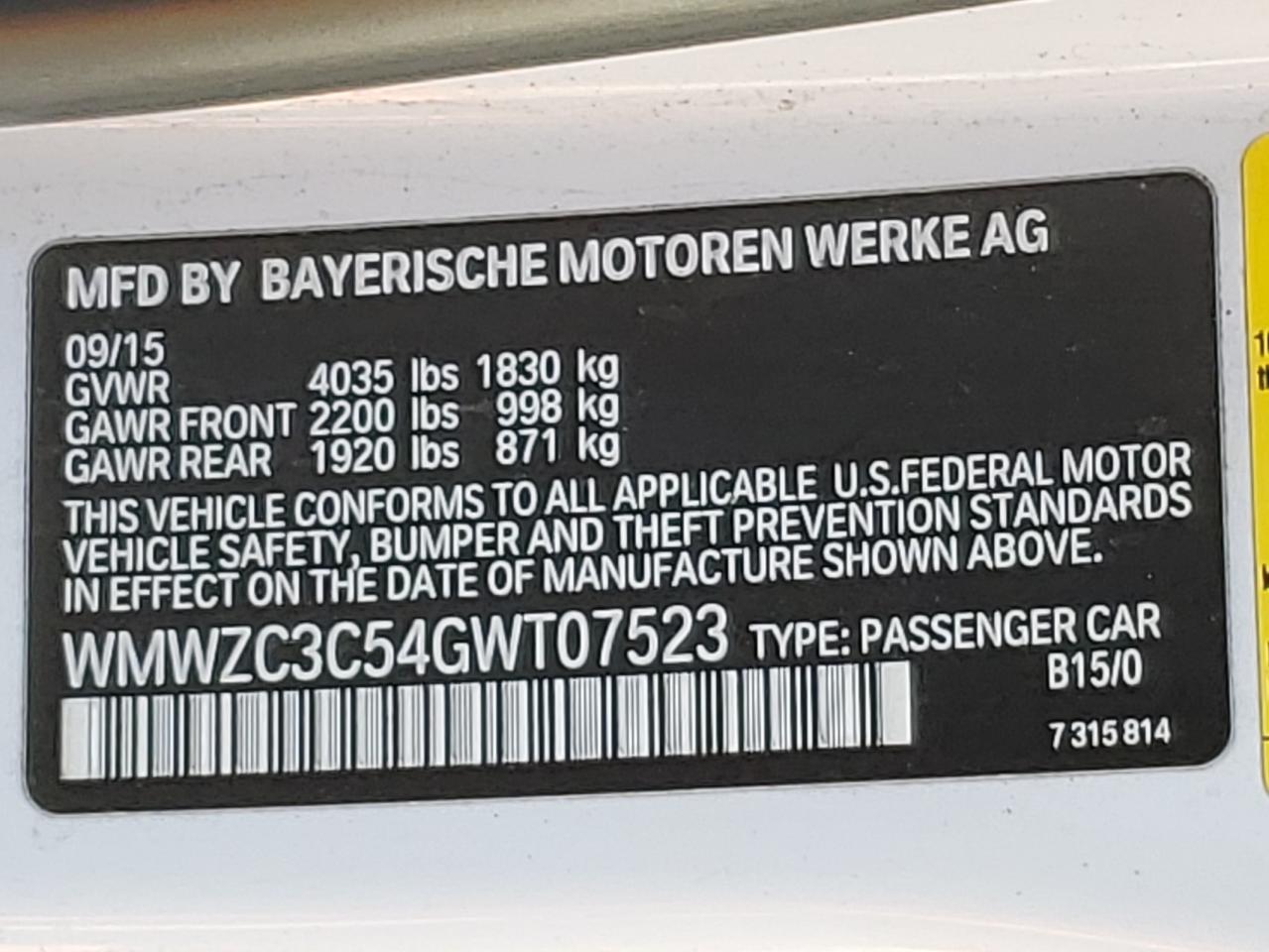 2016 Mini Cooper S Countryman VIN: WMWZC3C54GWT07523 Lot: 68543475