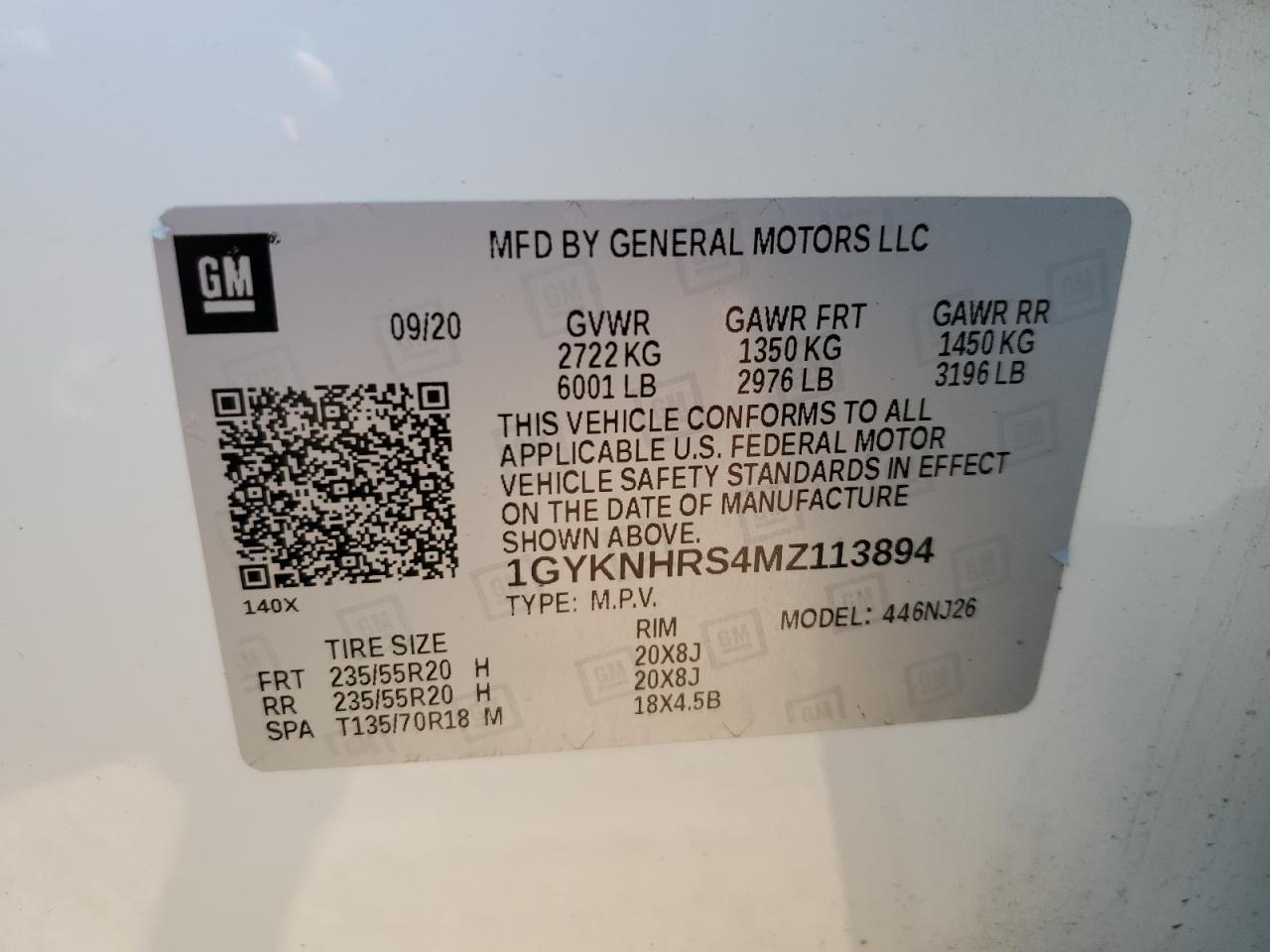 2021 Cadillac Xt5 Sport VIN: 1GYKNHRS4MZ113894 Lot: 69372795