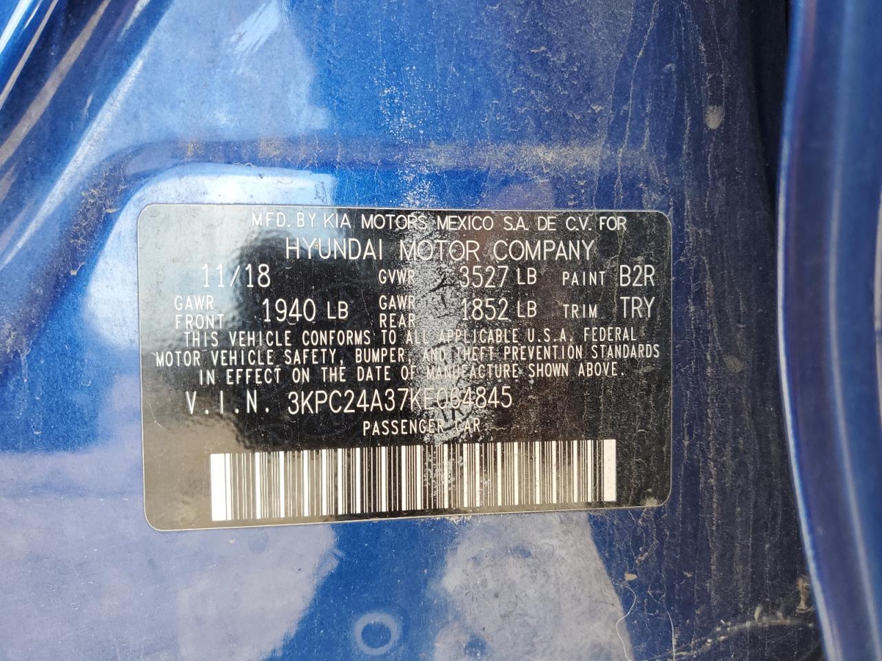 2019 Hyundai Accent Se VIN: 3KPC24A37KE064845 Lot: 71112925