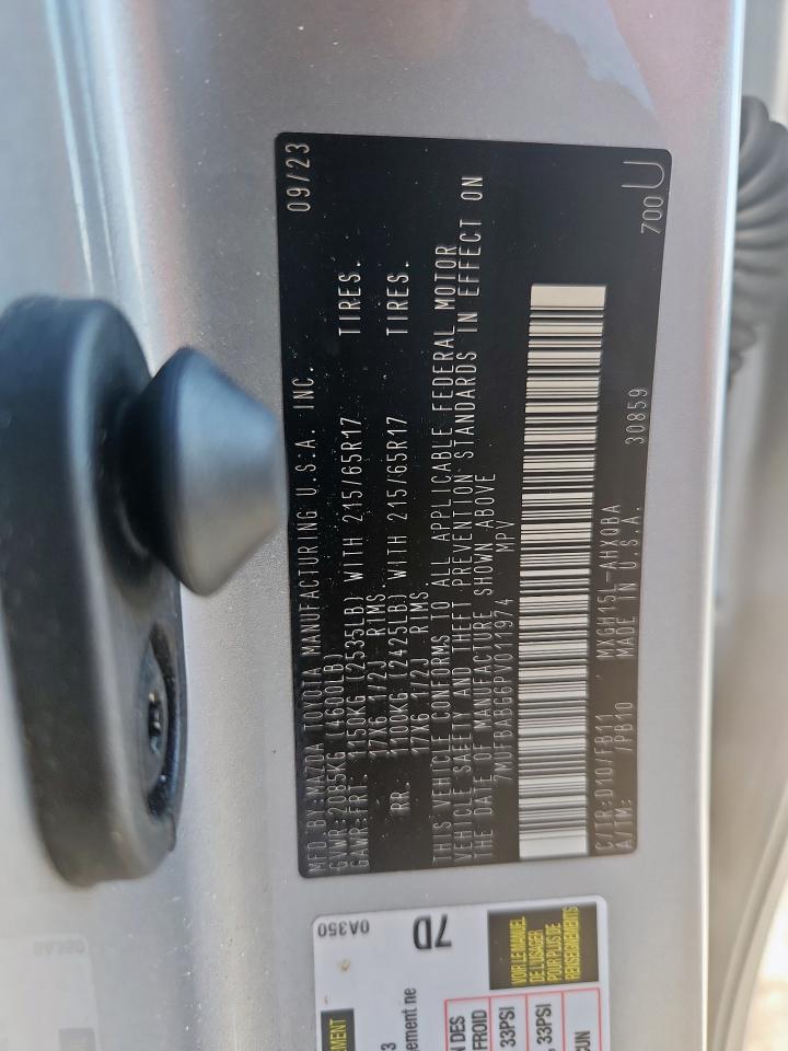 2023 Toyota Corolla Cross Le VIN: 7MUFBABG6PV011974 Lot: 69835775