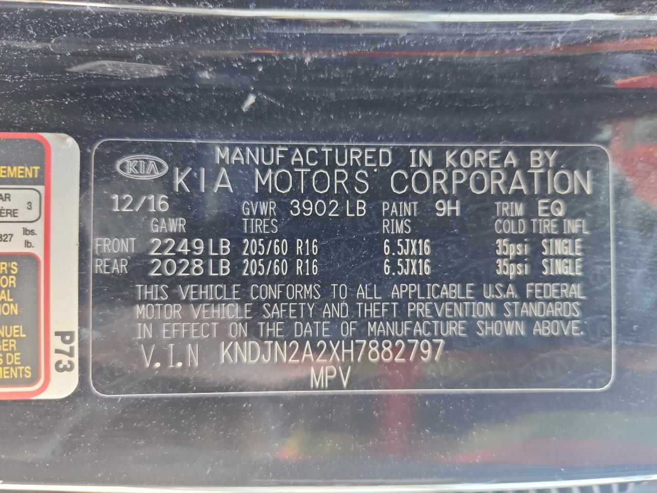 2017 Kia Soul VIN: KNDJN2A2XH7882797 Lot: 67882525