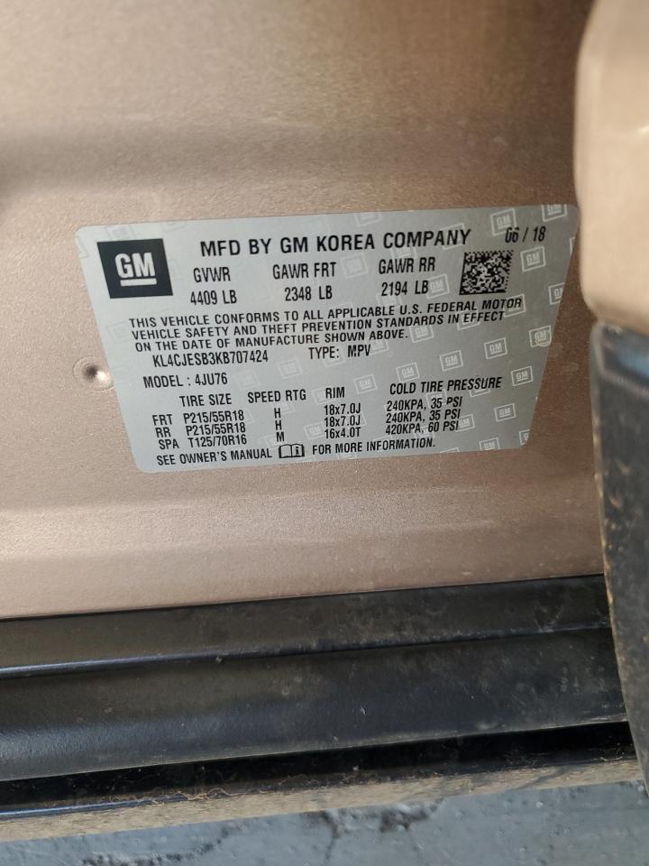 2019 Buick Encore Preferred VIN: KL4CJESB3KB707424 Lot: 69323935