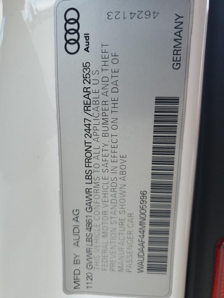 2021 Audi A4 Premium 45 VIN: WAUDAAF44MN005996 Lot: 70315515