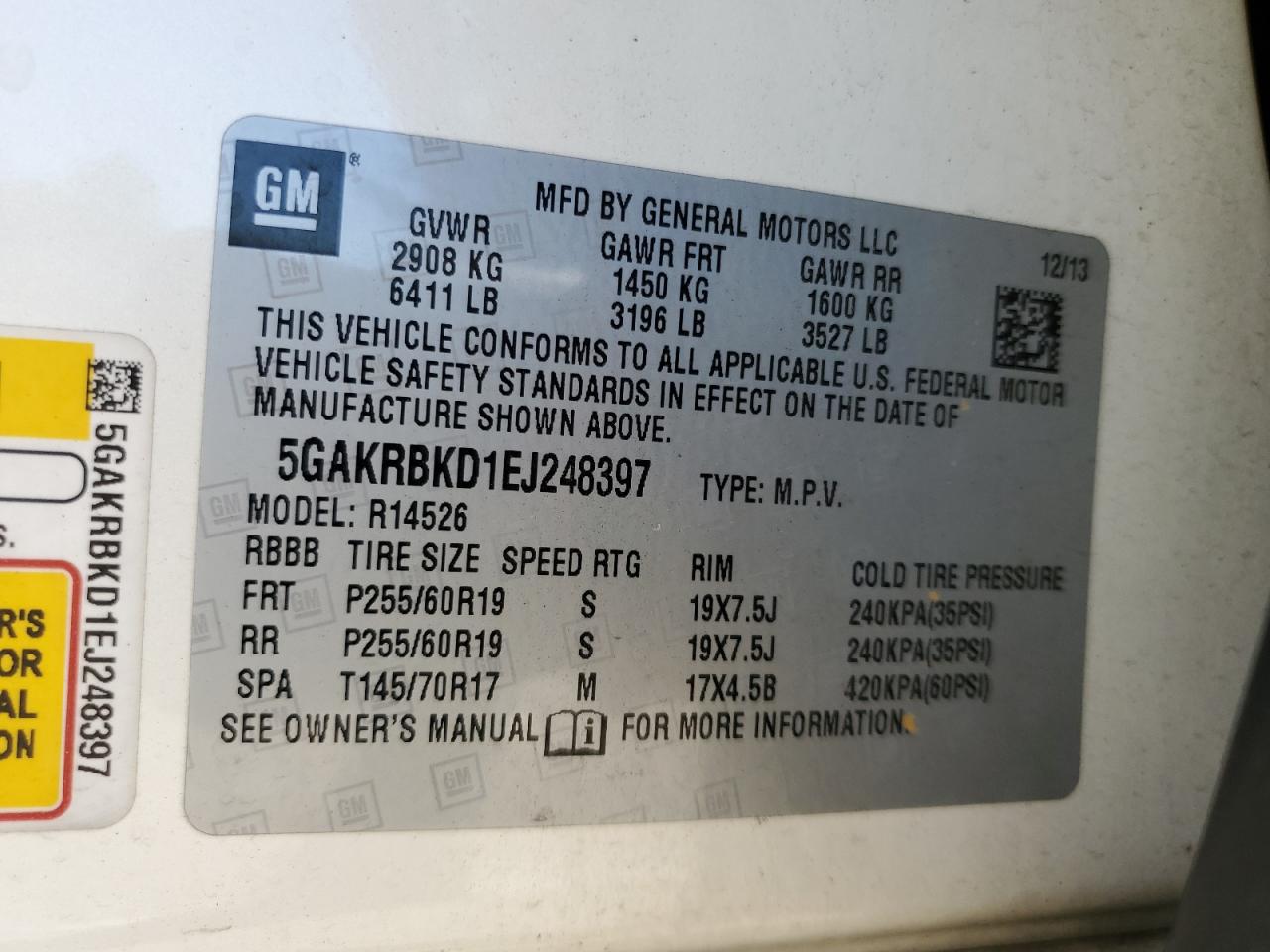 2014 Buick Enclave VIN: 5GAKRBKD1EJ248397 Lot: 70471265