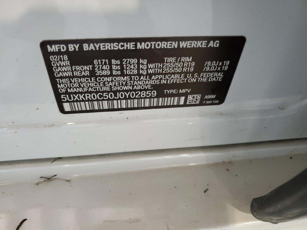 2018 BMW X5 xDrive35I VIN: 5UXKR0C50J0Y02859 Lot: 68266435