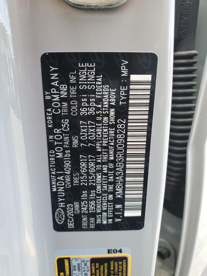 2024 Hyundai Kona Se VIN: KM8HA3AB3RU098282 Lot: 70497825