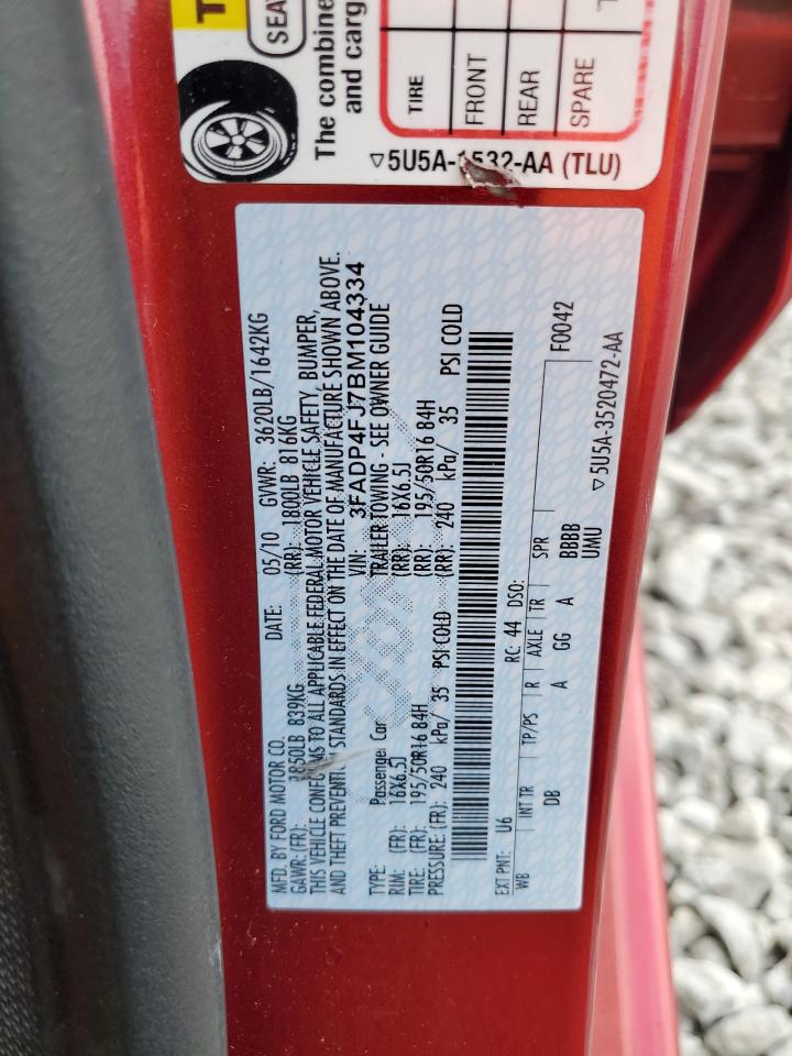 2011 Ford Fiesta Ses VIN: 3FADP4FJ7BM104334 Lot: 70683695