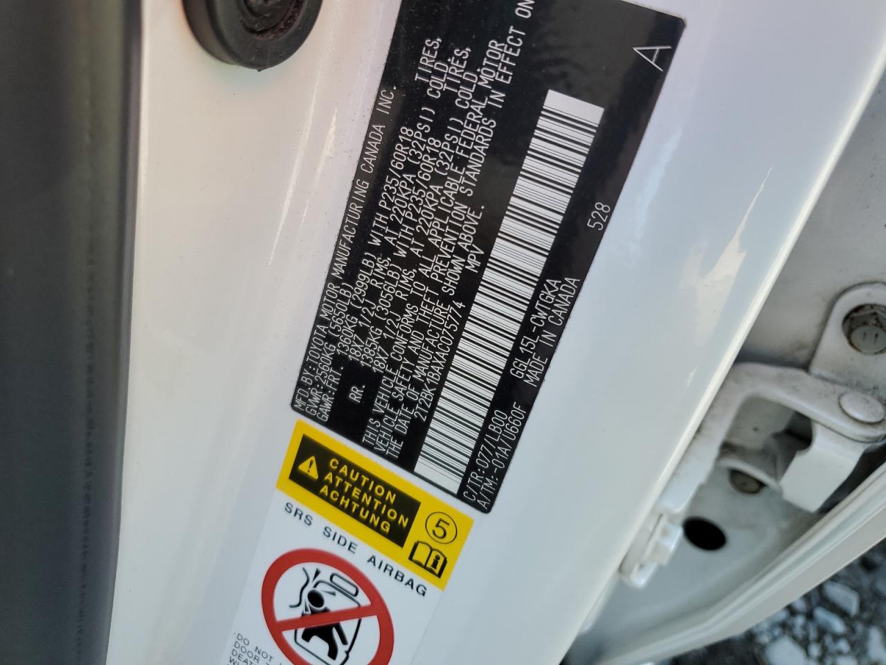 2010 Lexus Rx 350 VIN: 2T2BK1BAXAC075774 Lot: 68471845