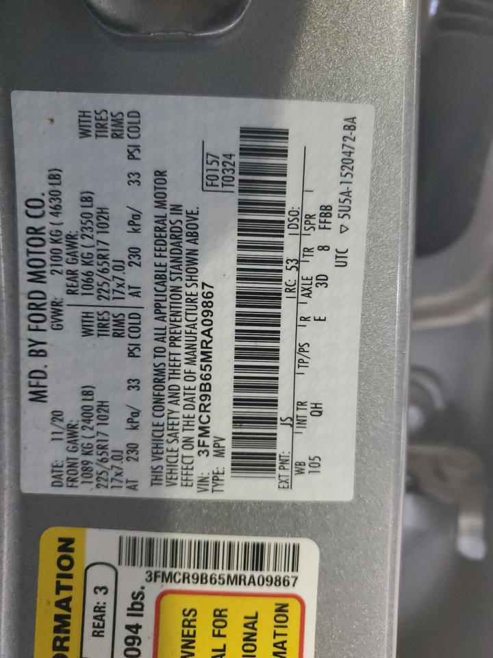 2021 Ford Bronco Sport Big Bend VIN: 3FMCR9B65MRA09867 Lot: 67361845