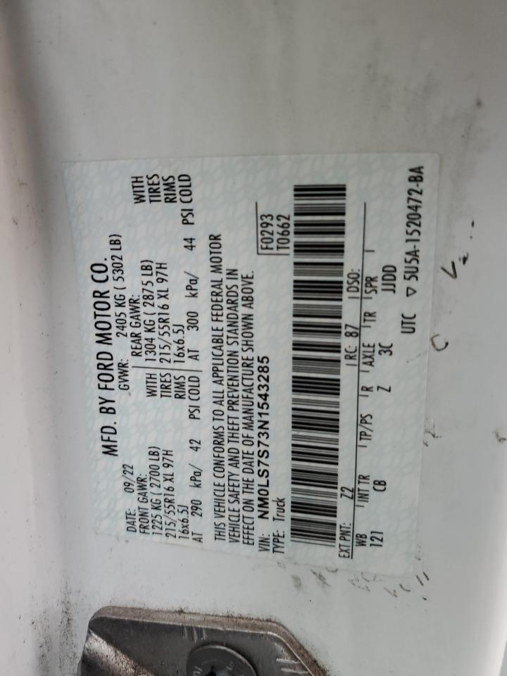 2022 Ford Transit Connect Xl VIN: NM0LS7S73N1543285 Lot: 80726255