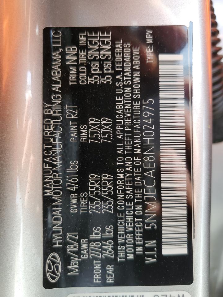 2022 Hyundai Tucson Limited VIN: 5NMJECAE8NH024975 Lot: 70023945