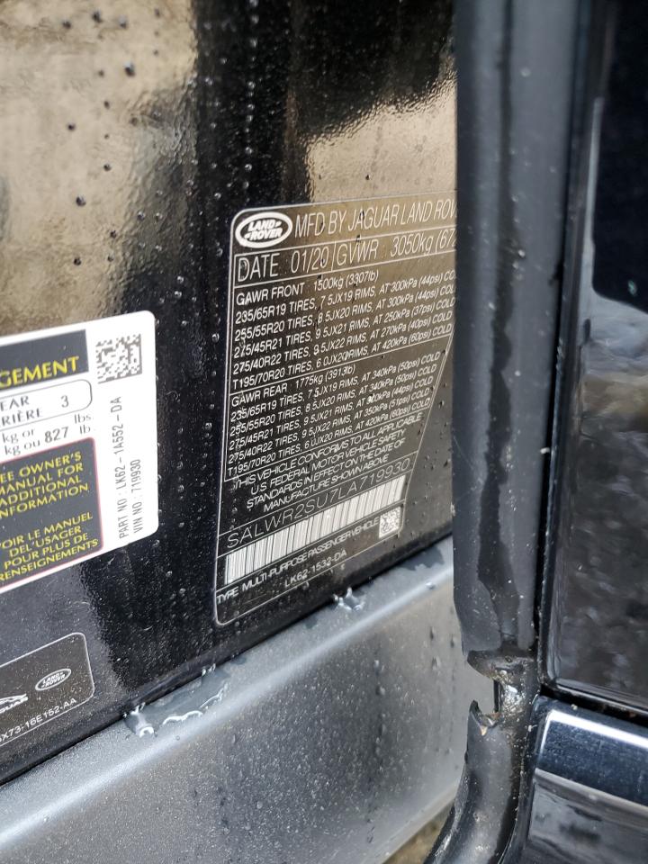 2020 Land Rover Range Rover Sport Hse VIN: SALWR2SU7LA719930 Lot: 57504485