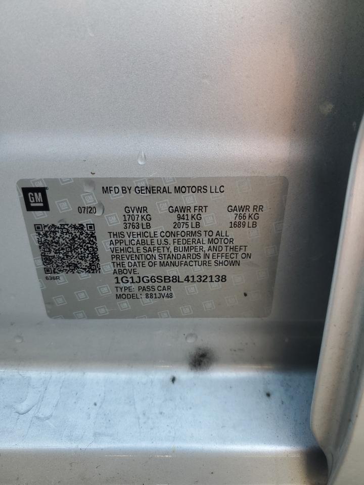 2020 Chevrolet Sonic VIN: 1G1JG6SB8L4132138 Lot: 69242745