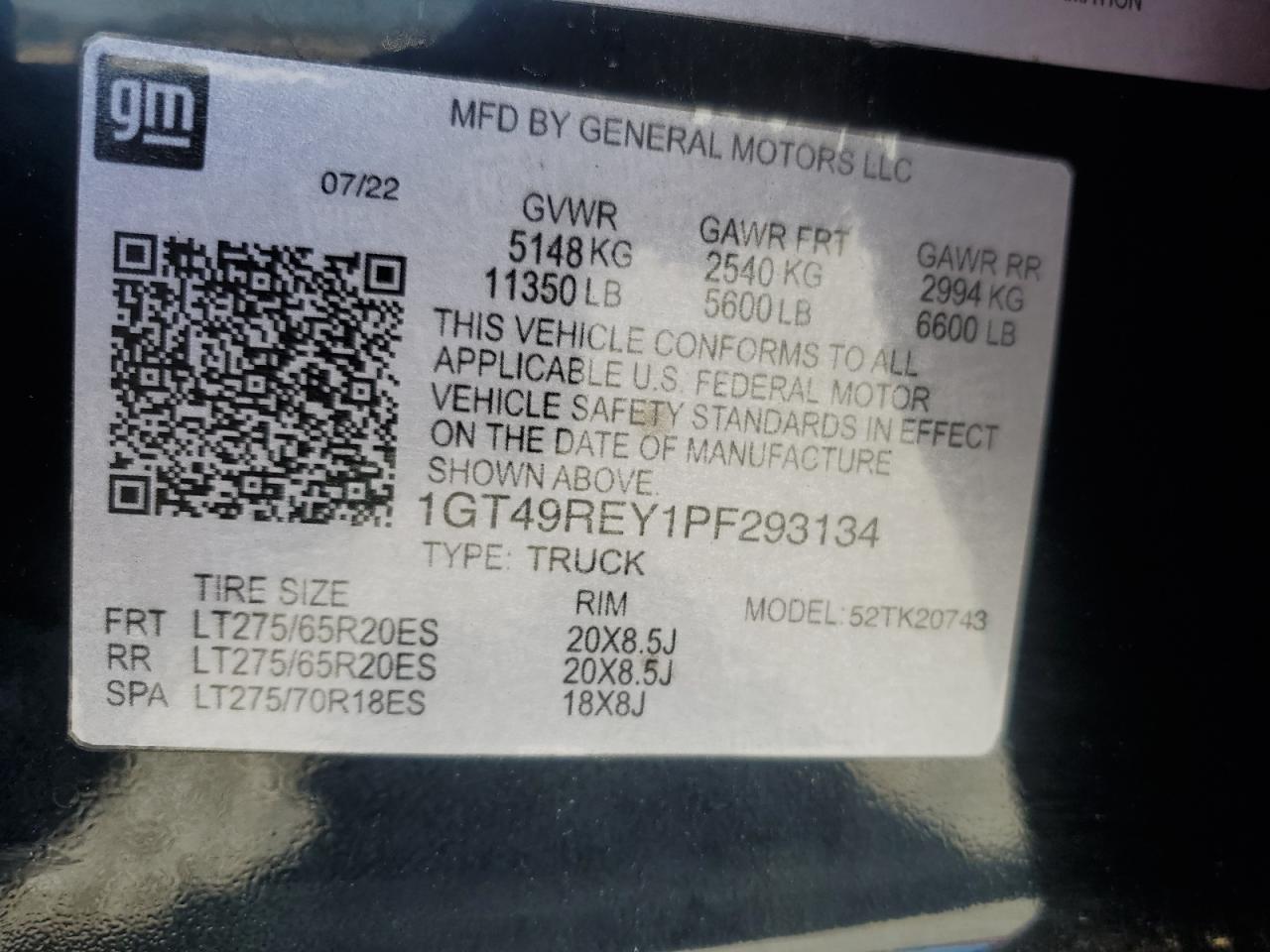 2022 GMC Sierra K2500 Denali VIN: 1GT49REY5NF293022 Lot: 68856055