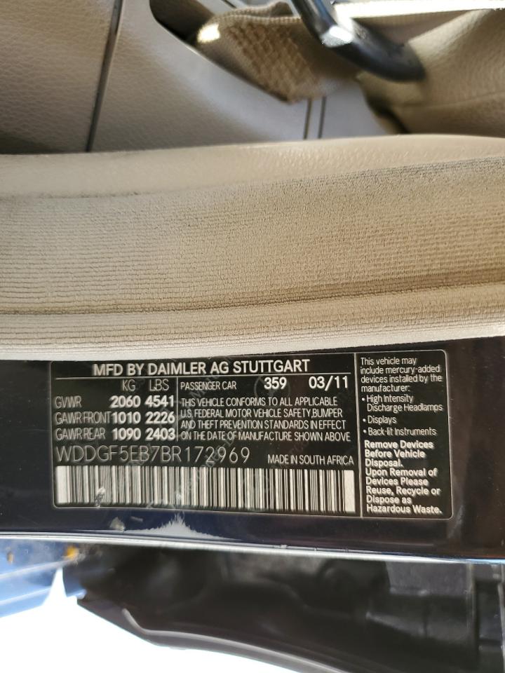 2011 Mercedes-Benz C 300 VIN: WDDGF5EB7BR172969 Lot: 86674055