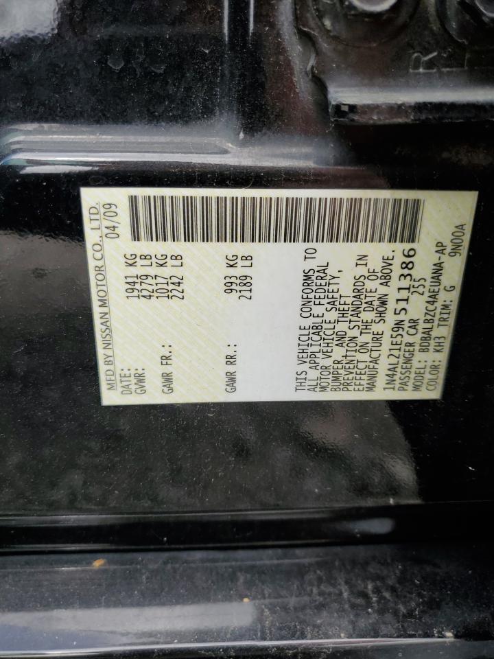 2009 Nissan Altima 2.5 VIN: 1N4AL21E59N511386 Lot: 70172495