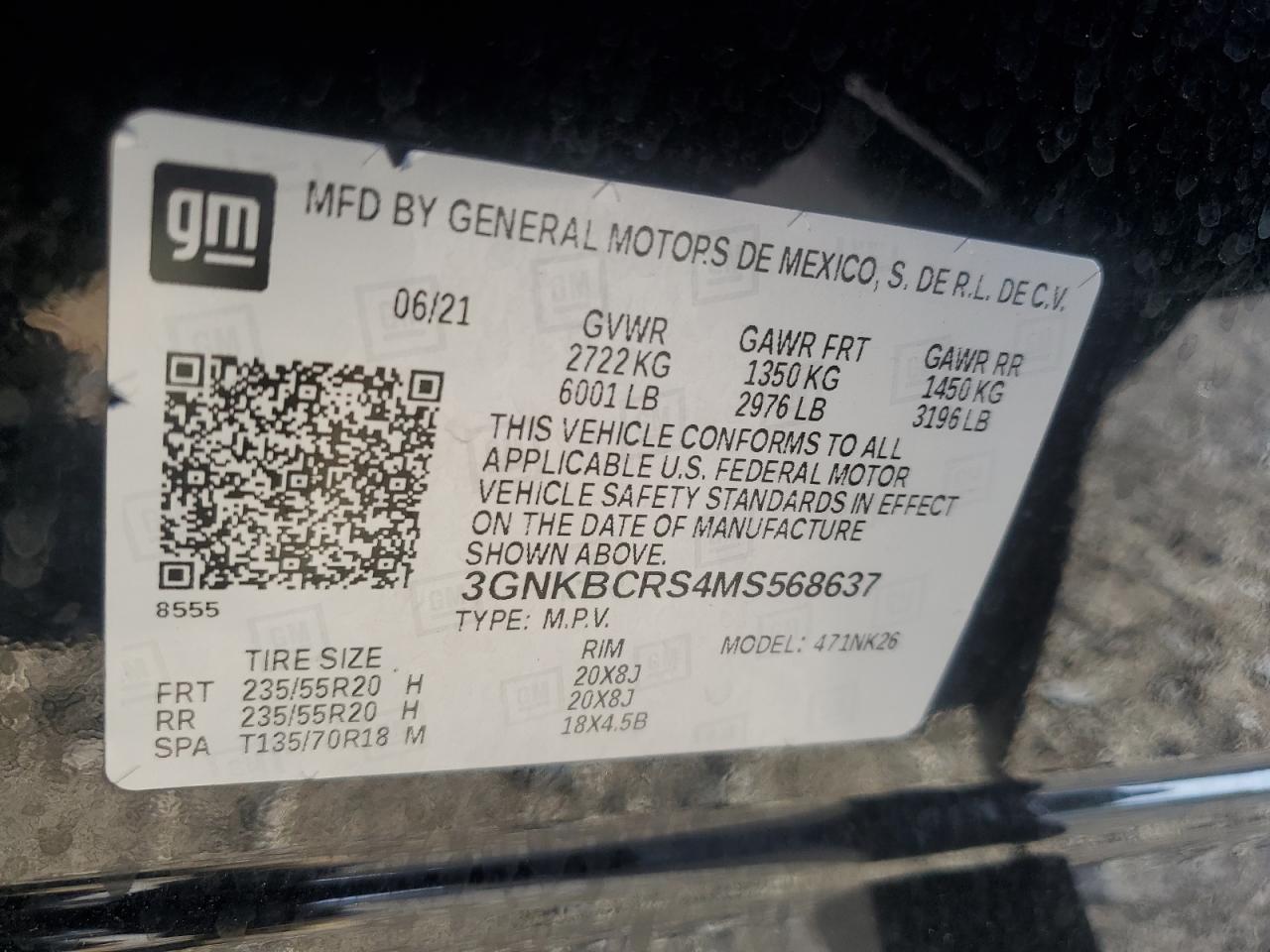 2021 Chevrolet Blazer 2Lt VIN: 3GNKBCRS4MS568637 Lot: 70144105