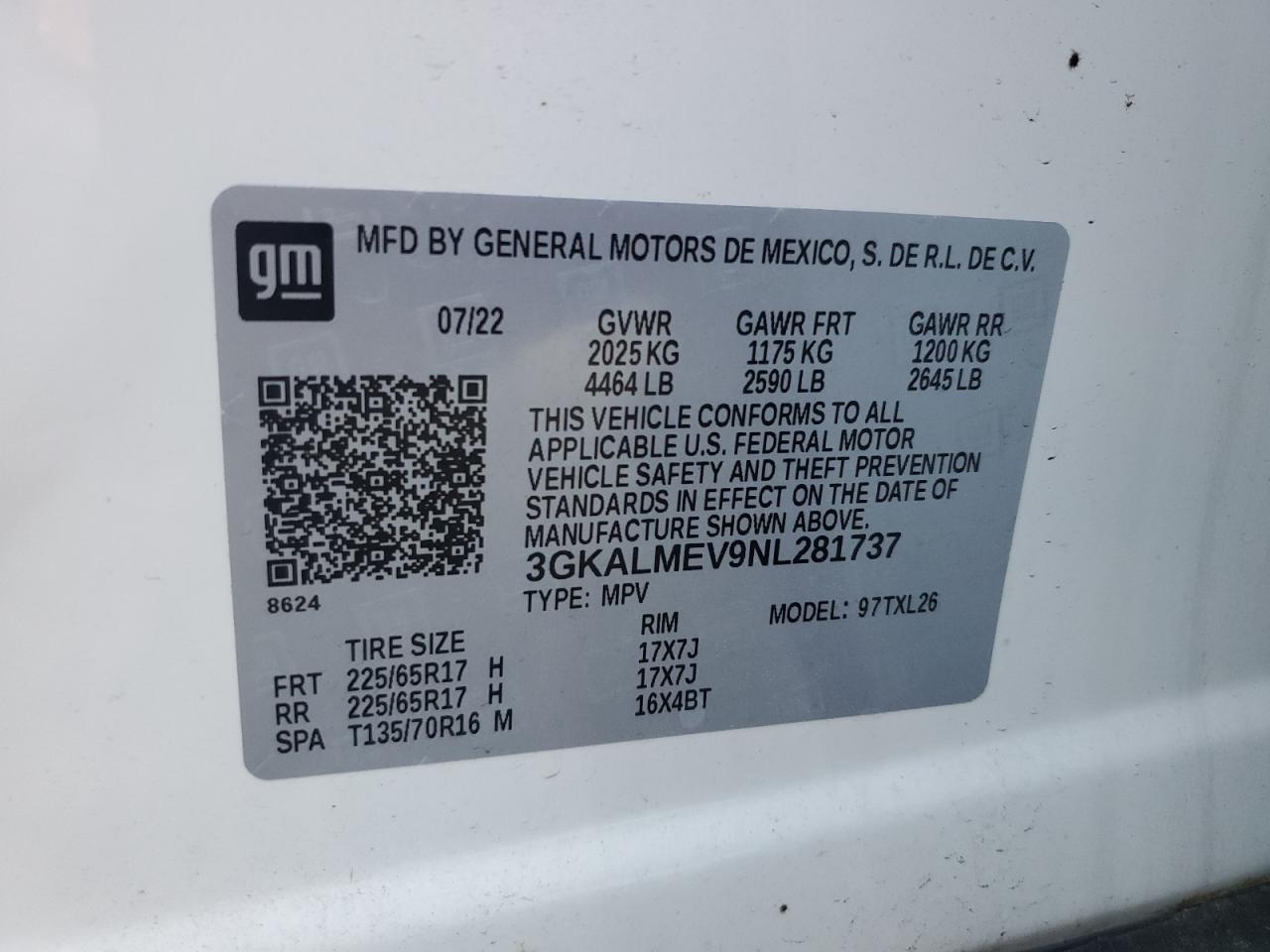 2022 GMC Terrain Sle VIN: 3GKALMEV9NL281737 Lot: 68368945