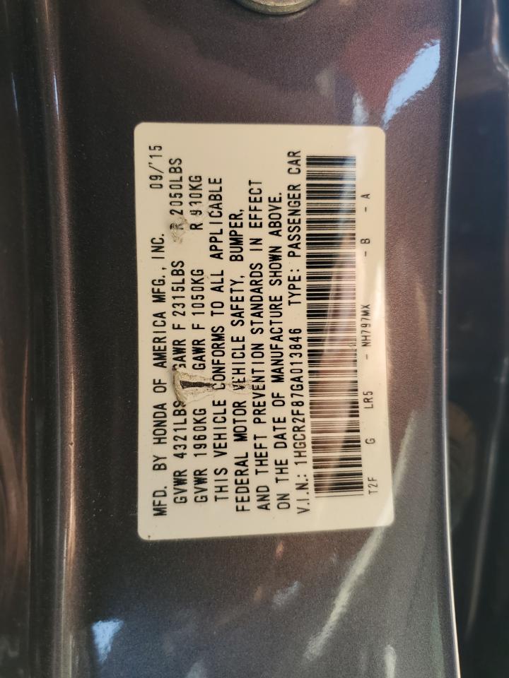 2016 Honda Accord Exl VIN: 1HGCR2F87GA013846 Lot: 64591525