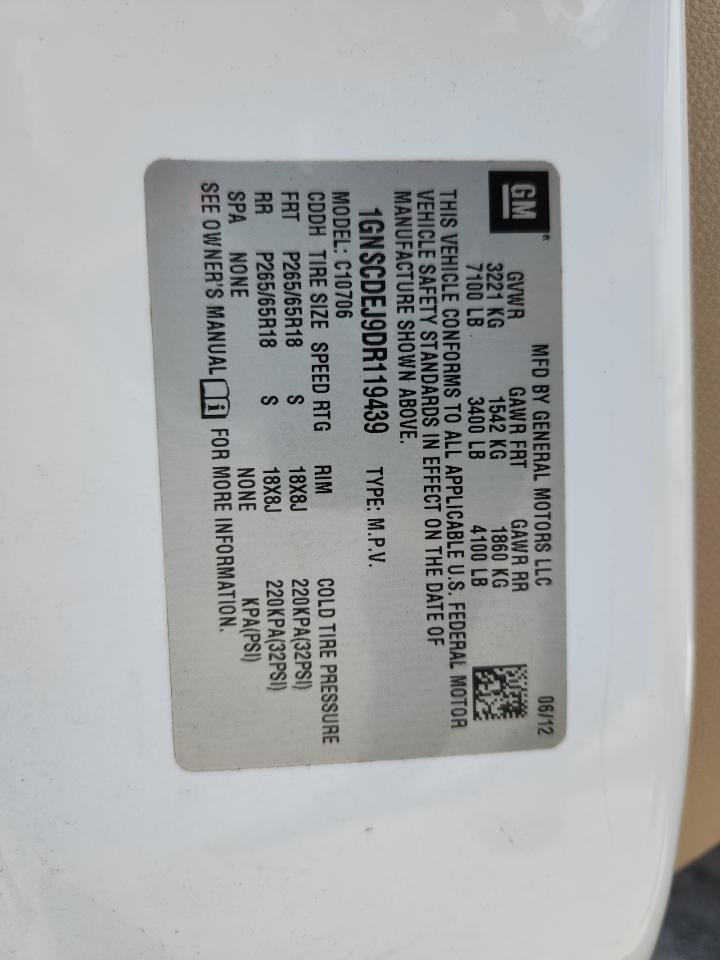 2013 Chevrolet Tahoe Hybrid VIN: 1GNSCDEJ9DR119439 Lot: 69811745