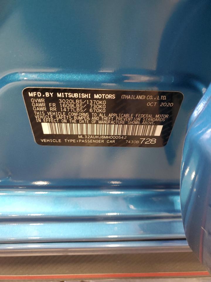 2021 Mitsubishi Mirage Es VIN: ML32AUHJ6MH000542 Lot: 70831345