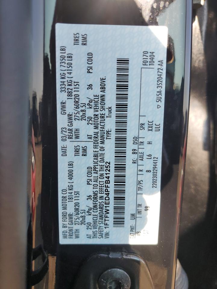 2023 Ford F150 Supercrew VIN: 1FTFW1ED4PFB41252 Lot: 68115705