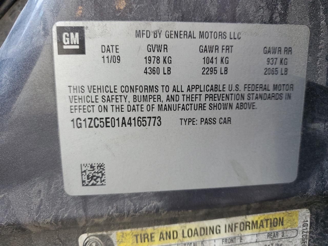 2010 Chevrolet Malibu 1Lt VIN: 1G1ZC5E01A4165773 Lot: 67449515