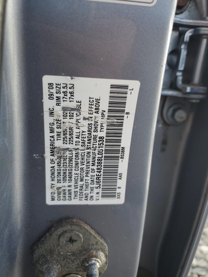 2008 Honda Cr-V Lx VIN: 5J6RE48388L051538 Lot: 69131055